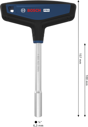 Tua vít đầu chữ T Bosch PRO với trục dài 157 mm.